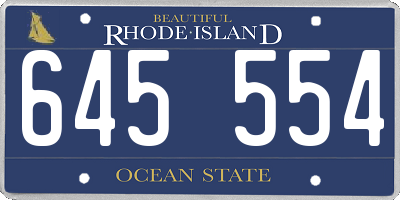 RI license plate 645554