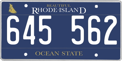 RI license plate 645562