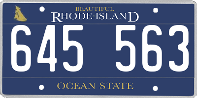RI license plate 645563