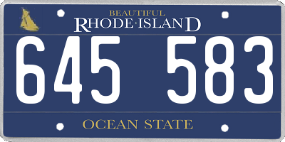 RI license plate 645583