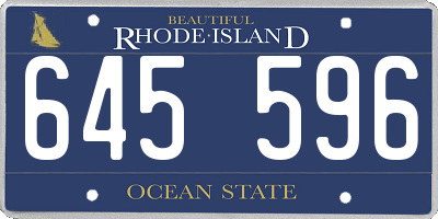 RI license plate 645596