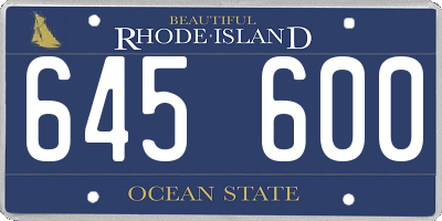 RI license plate 645600