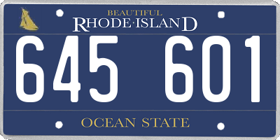 RI license plate 645601