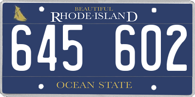 RI license plate 645602
