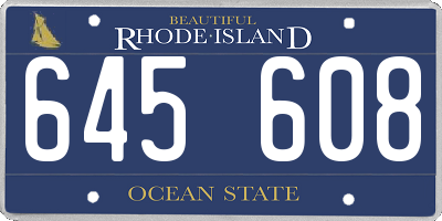 RI license plate 645608