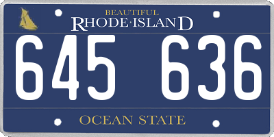 RI license plate 645636
