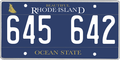 RI license plate 645642