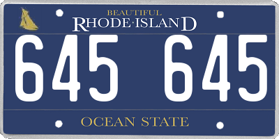 RI license plate 645645