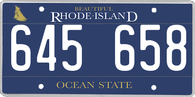RI license plate 645658