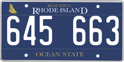 RI license plate 645663