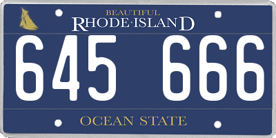 RI license plate 645666