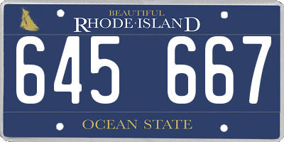 RI license plate 645667