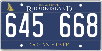 RI license plate 645668