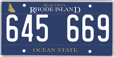 RI license plate 645669