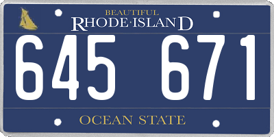 RI license plate 645671