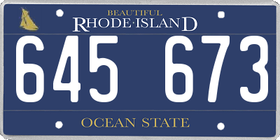 RI license plate 645673