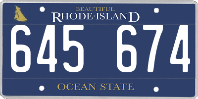 RI license plate 645674