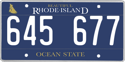 RI license plate 645677