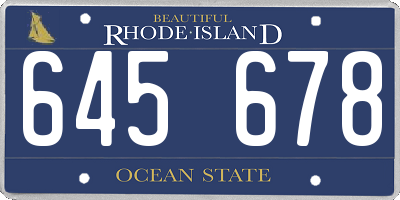 RI license plate 645678