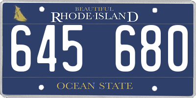 RI license plate 645680
