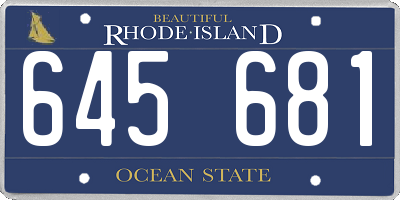 RI license plate 645681