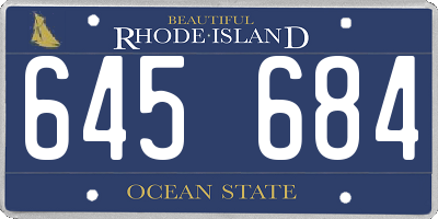 RI license plate 645684