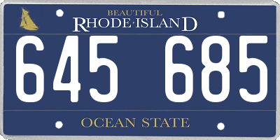 RI license plate 645685