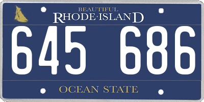 RI license plate 645686