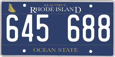 RI license plate 645688