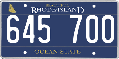RI license plate 645700