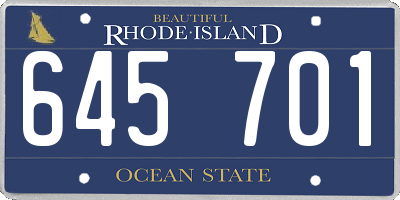 RI license plate 645701