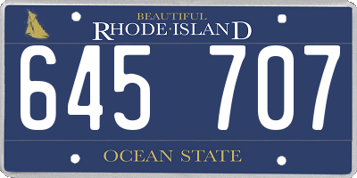 RI license plate 645707