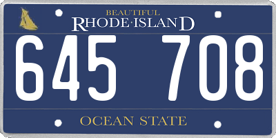 RI license plate 645708