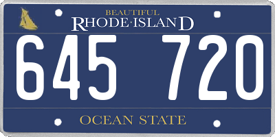 RI license plate 645720