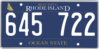 RI license plate 645722
