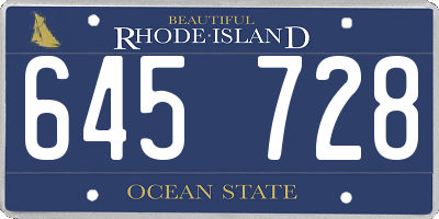 RI license plate 645728