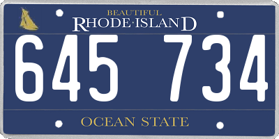 RI license plate 645734