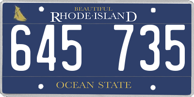 RI license plate 645735