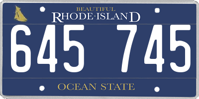 RI license plate 645745