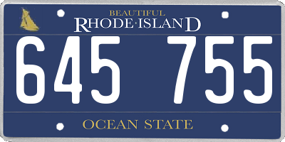 RI license plate 645755