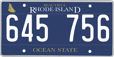 RI license plate 645756