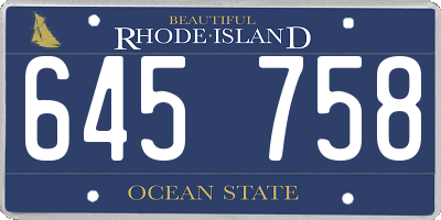 RI license plate 645758