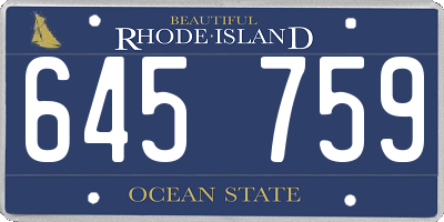 RI license plate 645759