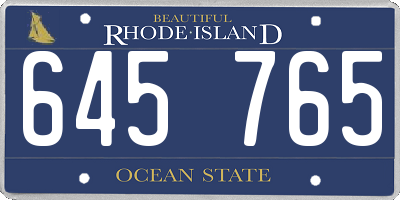 RI license plate 645765