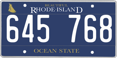 RI license plate 645768