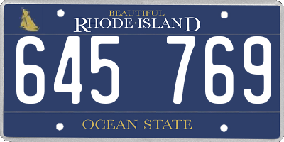 RI license plate 645769