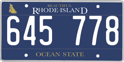 RI license plate 645778