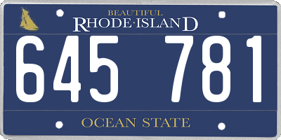 RI license plate 645781