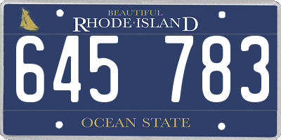 RI license plate 645783