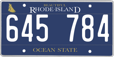RI license plate 645784